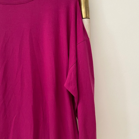 NWT Eileen Fisher USA Layered-Hem 3/4 Sleeves Magenta Tunic Size S/P - Picture 4 of 6